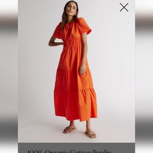 QUINCE 100% Organic Cotton Poplin Tiered Maxi Dress